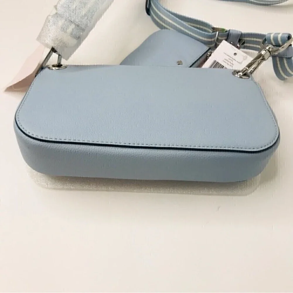 New! Kate Spade Rosie Small Flap Pebbled Leather Ocean Fog Crossbody Bag